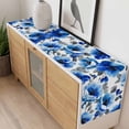 thumbnail image 4 of Blue Flowers Table Runner - 120 Inch Long, Kitchen Dining Table Runner Dresser Scarves, Spring Watercolor Leaves Floral Plants Farmhouse Decor for Coffee Tables Wedding Party Banquet, 4 of 8