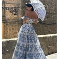 thumbnail image 2 of Scacto Summer Bohemian Floral Dresses for Women Spaghetti Straps Maxi Dress Casual Flowy Dresses Floral Off-the-shoulder Strap Lace-up Large Swing Skirt Organza Dress, 2 of 6