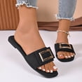 thumbnail image 3 of Eltusu Women Flat Slide Sandals, Slip On Open Toe Casual PU Summer Shoes Black Size 9, 3 of 6