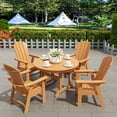 thumbnail image 6 of WestinTrends Malibu Patio Dining Table, All Weather Poly Lumber Adirondack 47" Trestle Round Outdoor Table with Umbrella Hole, Teak, 6 of 7