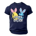 thumbnail image 2 of SGFCWSX Mens Crewneck T-Shirt, Graphic Print Short Sleeve Happy Easter Casual Top for Men Navy Size XL, 2 of 5