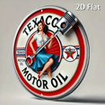 thumbnail image 2 of HELLOYOUNG Texaco Vintage Motor Oil Pin-Up Metal Sign – Retro Round Aluminum Wall Art, Perfect for Bars & Cafés, 2 of 6