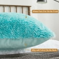 thumbnail image 4 of XeGe Shaggy Faux Fur Body Pillow Cover - Long, Soft, Decorative Fluffy Plush Pillowcase with Zipper Closure, 20" x 54", Aqua Ombre, 4 of 8