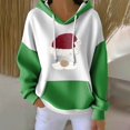 thumbnail image 2 of Women's Loose And Comfortable Drawstring V-neck Long Sleeved Christmas Print Hoodie, Holiday Season Fashion Wear, Comfortable and Warm Pullover,Green,3XL, 2 of 6