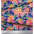 thumbnail image 3 of Soimoi Blue Viscose Chiffon Fabric Plumeria & Floral Print Sewing Fabric 1 Yard 42 Inch Wide, 3 of 3