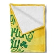 thumbnail image 2 of Irish Pub Soft Flannel Fleece Throw Blanket, St Patrick's Day Celebration with Beer Clover Leprechaun Hat, Cozy Plush for Indoor and Outdoor Use, 60" x 80", Earth Yellow Green, by Ambesonne, 2 of 5