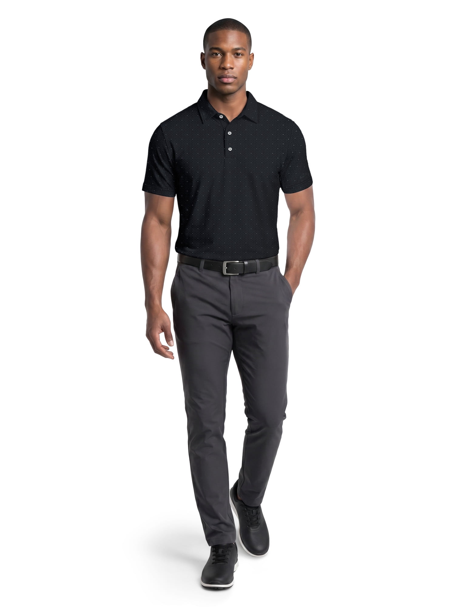 Ben Hogan Performance Men's & Big Men's Gentleman Geo Print Short Sleeve Golf Polo Shirt, up to 5XL