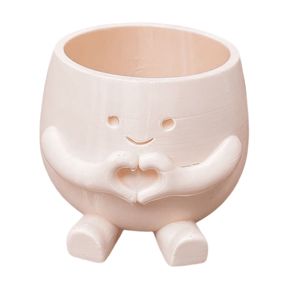 Colorful Smiley Face Succulent Pot Decorative Small Organizert Organizerter 4 Inch Durable Resin Desktop Ornament Creative Tabletop Decor for Home Office Bedroom Beige 1 Pack