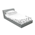 thumbnail image 2 of Black White Fitted Sheet & Pillow Sham Set, Monochrome Floral Framework Herbs Swirled Leaves Botanical Sketchy Bouquet, Decorative Printed 4 Piece Bedding Decor Set, Twin, Black White, by Ambesonne, 2 of 3