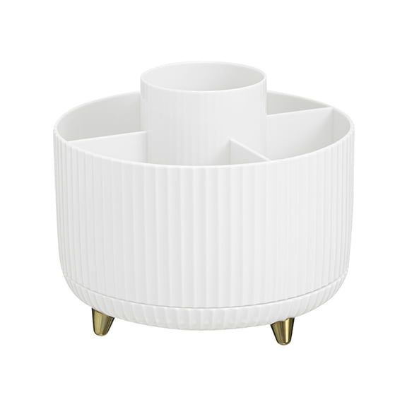 Leodye 1PCS Desktop Rotating Makeup Brush Organizer Cosmetic Container for Dresser Eyeshadow Brushes Lipstick and Pen -5.91x5.91x4.92in