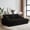 Black, variant on 84" Corduroy Large Sofa, Mid-Century Modern Sofa with Storage, Oversized Sofa Chair with Cup Holder for Living Room, Grey