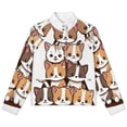 thumbnail image 4 of Jackets for Women Winter Coat Jackets Flannel Stand Collar Jacket(Cute Cats Pyramid,Size:S-4XL), 4 of 7