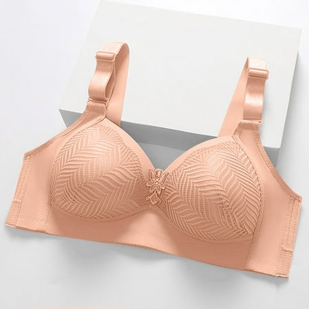 YWDJ Bras for Women Half Cup Bras No Wire Sleep Bras Adjustable Straps Full Coverage Push up Wrap Comfy Bras Padded Plus Size Comfy Bras Solid Lounge Bras Khaki 2XL