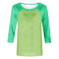 thumbnail image 4 of Htigea Women Raglan Sleeve Baseball T-Shirts Summer Casual 3/4 Sleeves Tops Loose Fit Pullover Tunics Basic Crewneck Blouse Green,L, 4 of 7