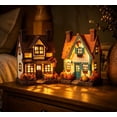 thumbnail image 5 of 2 Pack Fall Harvest Lighted Resin Cottage Figurines, 7.5 Inch LED Light Up Pumpkin & Fruit Harvest House Set for Thanksgiving Autumn Tabletop Home Decor, 5 of 7