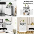 thumbnail image 6 of Giantex Bathroom Floor Storage Cabinet, Multifunctional Free Standing Storage Cabinet, Double Shutter Doors, Adjustable Shelf for Bathroom, Living Room, Corridor, 23.5 x 12 x 31.5 inches (White), 6 of 9
