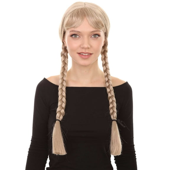 HPO Adult Women's Black Horror Comedy Character Braided Wigs, Best for Halloween, Flame-retardant Synthetic Fiber