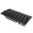 thumbnail image 5 of Panel de interruptores basculantes de 8 bandas, Panel de interruptores basculantes de 8 posiciones IP65 Iluminación roja impermeable con tornillos adhesivos para 12‑24V RVs Yachts Boats, 5 of 5