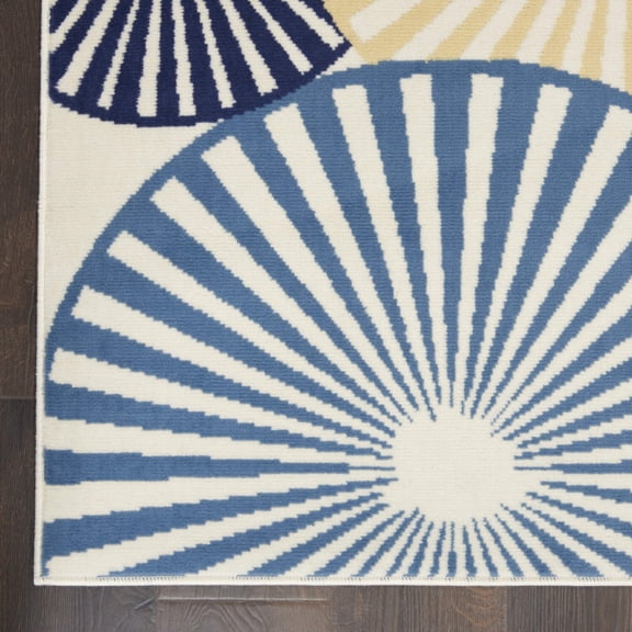 2' X 4' Blue and Beige Geometric Power Loom Area Rug