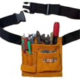 thumbnail image 2 of Reinforced Leather Tool Bag with Waist Belt Large Capacity Tool Belt Tool Organizer Pouch for Electrician Carpenters, 2 of 5