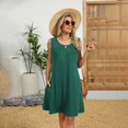 thumbnail image 6 of gljltg Summer Midi Dresses for Women Hollow Out Eyelet Ruffle Swing A Line Long Dress with Pockets Elastic Waist Short Sleeve Solid Color Boho Beach Dress, 6 of 8