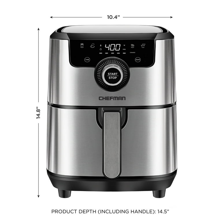 Chefman 4.5 Quart Square Air Fryer, Dishwasher Safe Basket, 60