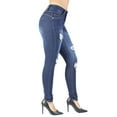 thumbnail image 4 of Fashion2Love Women's Juniors Butt Lift Push Up Mid Waist Ripped Distressed Skinny Jeans, 4 of 9