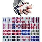Color Nail Strips Nail Stickers Gel Nail Sticker,Colorful Nail Stickers DIY, Suitable as Holiday and Birthday Gifts for Girls(16 Sheets)