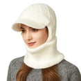 thumbnail image 2 of 3 In 1 Beanie Hat With Scarf And Mask Cozy Womens Scarves Soft Face Masks Scarfs Warm Winter Clothing Beanies Hats White, 2 of 9