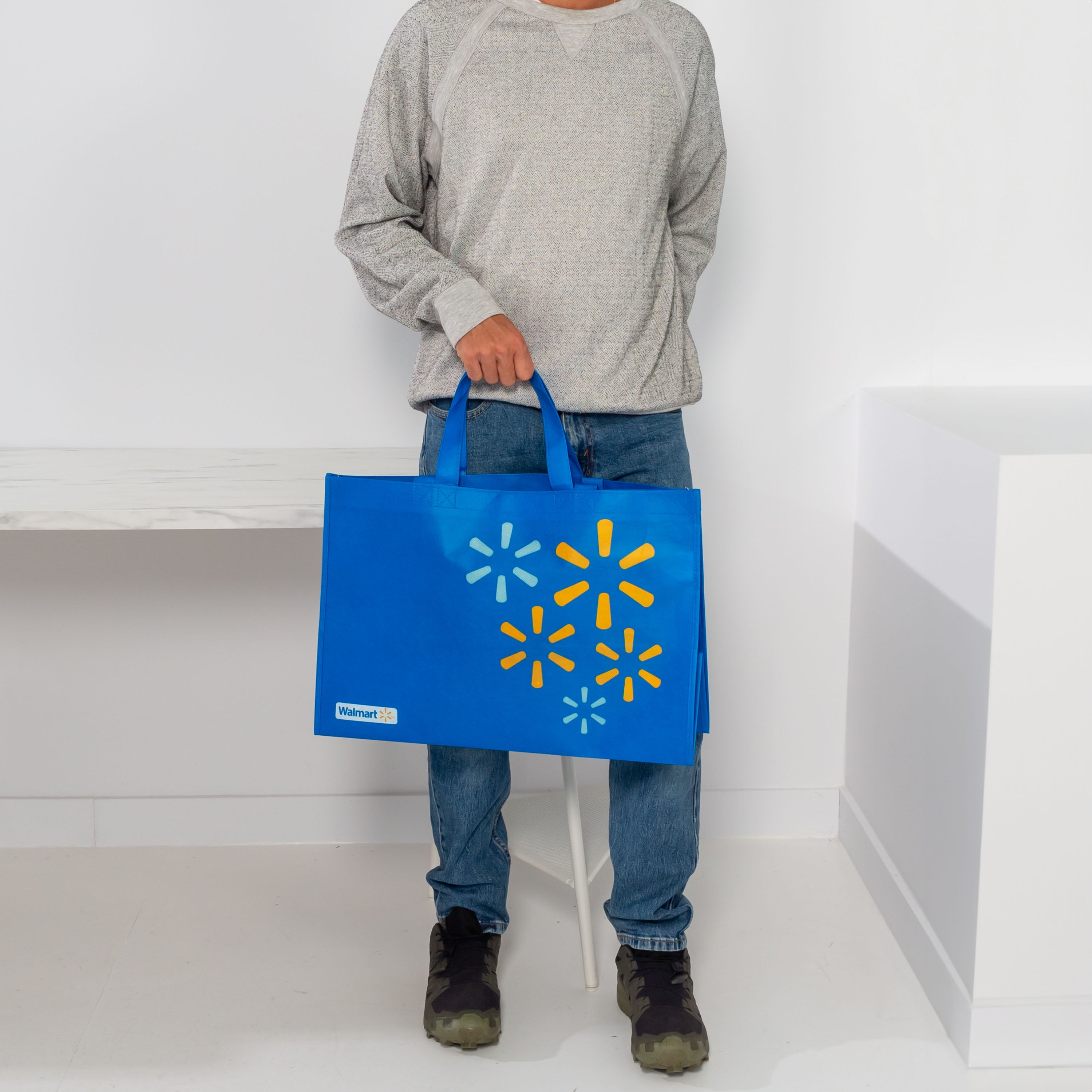 Reusable Grocery Shopping Bag with Double Handles, Large Capacity Heavy Duty Tote Bag for Groceries