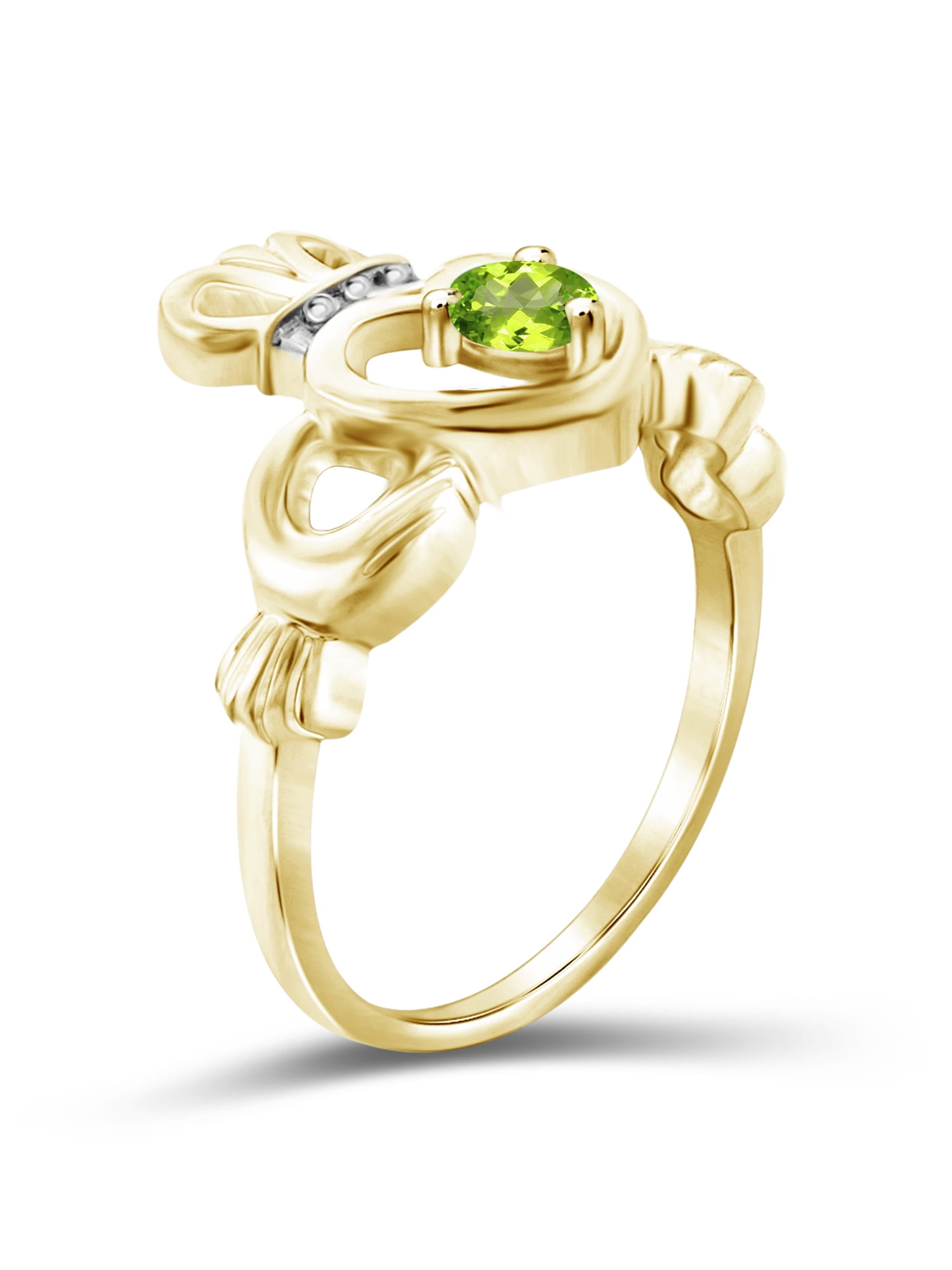 JewelersClub Peridot Ring Birthstone Jewelry – 0.25 Carat Peridot 14K Gold Plated Silver Ring Jewelry – Gemstone Rings with Hypoallergenic 14K Gold Plated Silver Band