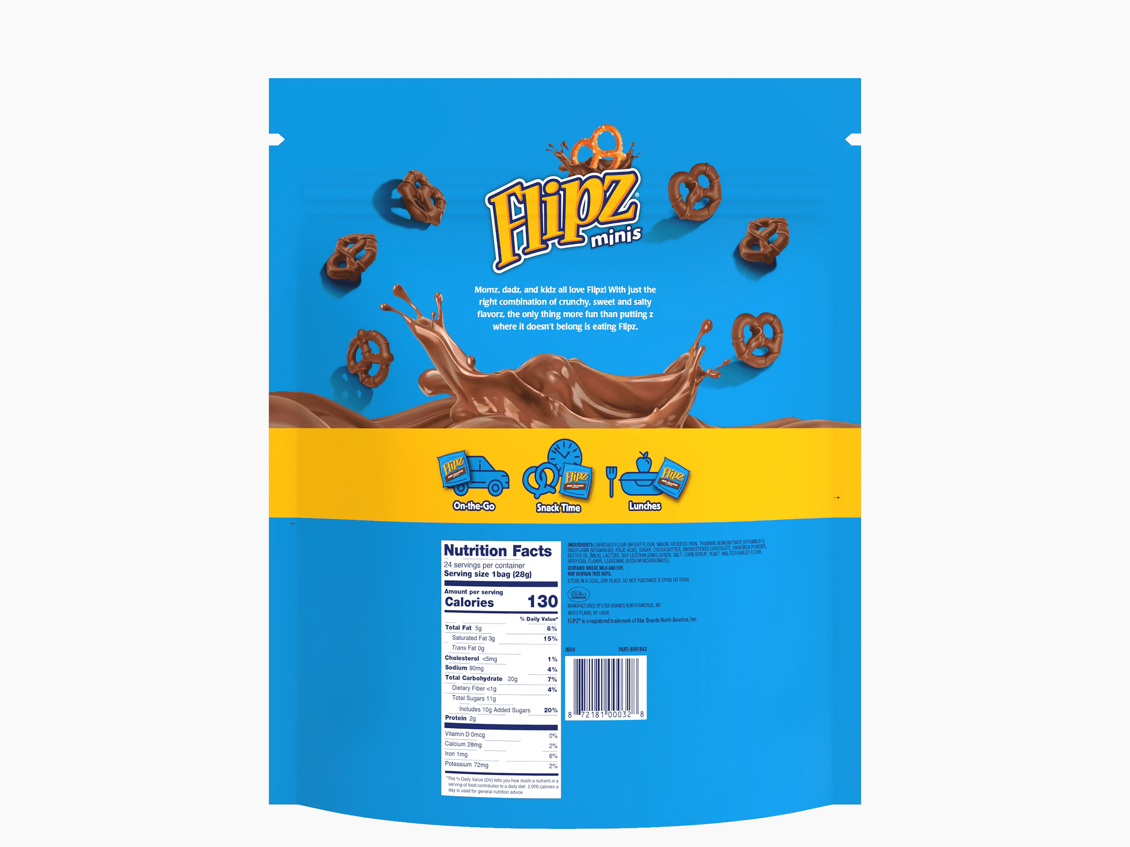 flipz mini chocolate covered pretzels snack bags
