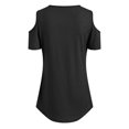thumbnail image 7 of vigerkar Womens V Neck Cold Shoulder Tops Short Sleeve Summer T Shirts Basic Tees (Black, L), 7 of 7