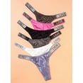 thumbnail image 4 of JUEGE* 6pcs Letter Rhinestone Thongs, Low Waist Stretchy Sports Panties, Women's Lingerie & Underwear, 4 of 5