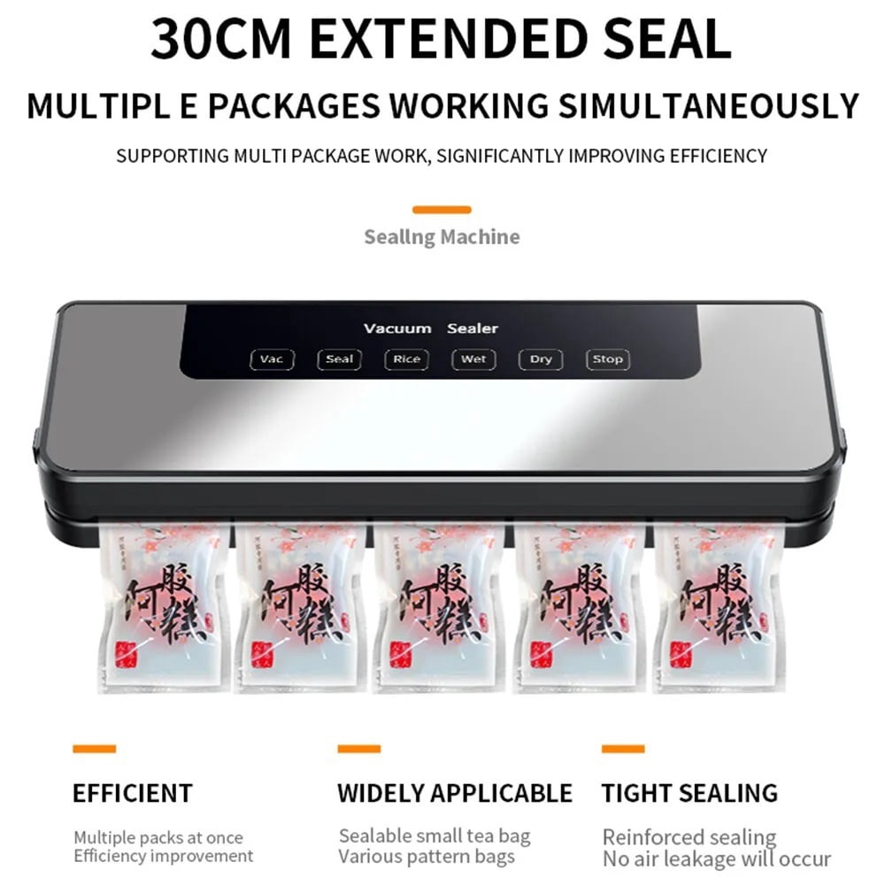 Commercial Vacuum Sealer Machine with 65 KPA Strong Suction, 6-in-1 Food Saver System for Dry & Moist Foods, Ideal for Home & Business Use, Includes 30 Free Bags