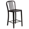 thumbnail image 1 of 24'' High Blue Metal Indoor-Outdoor Counter Height Stool with Vertical Slat Back, 1 of 9