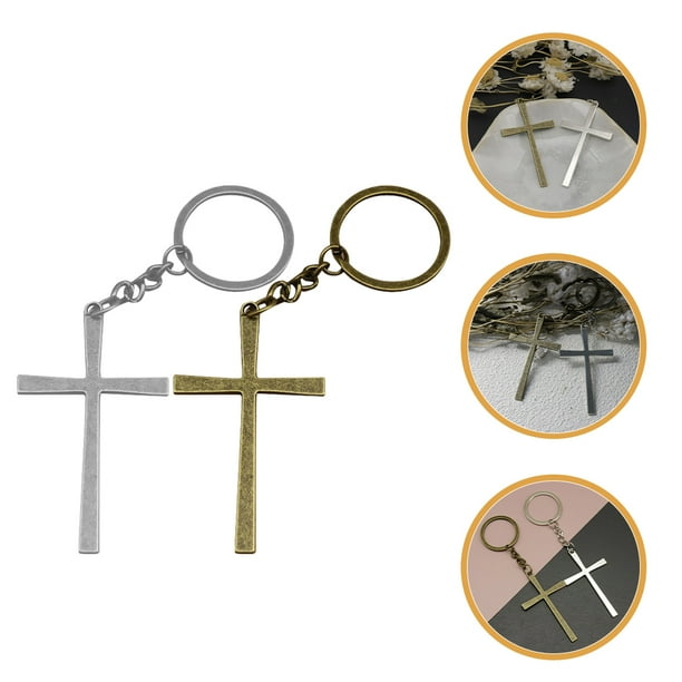 unbranded 2Ud Llavero Cruz Metálico Para Auto Bolso Accesorio Duradero Y Estilizado