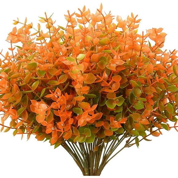 Namzi Artificial Fake Flowers, 6 Bundles Large UV Resistant Faux Plastic Greenery Foliage Plants Shrubs for Garden, Wedding, Outside Hanging Planter, Farmhouse Indoor or Outdoor etc Decor
