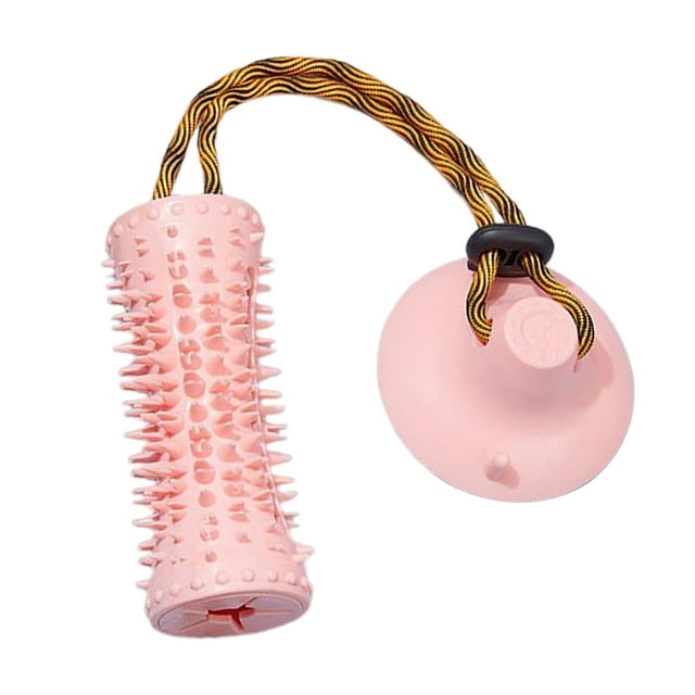Características multifuncionales de dispensación de alimentos para masticar perros, molar para mascotas con ventosa para masticar Rosado Yuyangstore Mascotas Molar