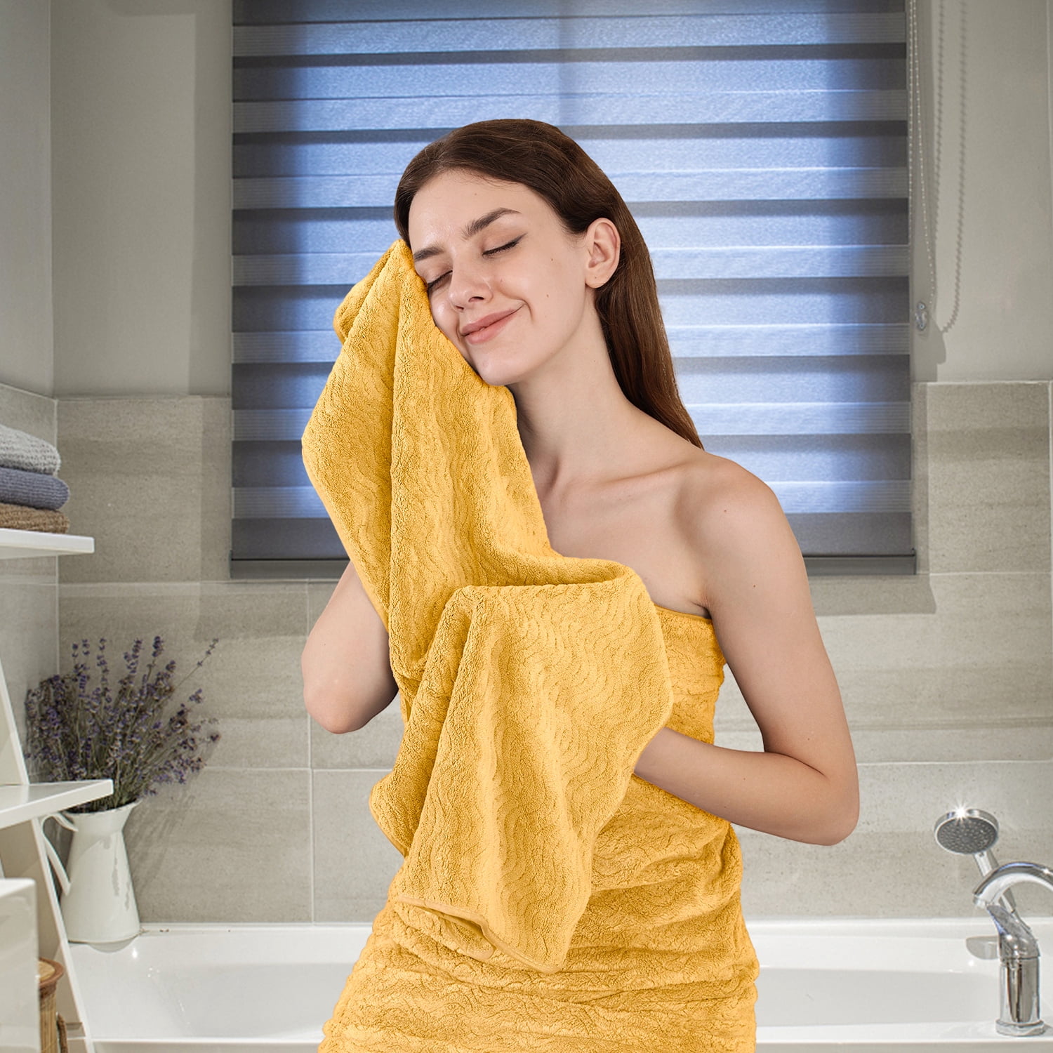Jessy Home 12 Pack Dark Yellow Hand Towel Set 16"x31" Soft Highly Absorbent Quick Dry Bathroom Towels 600 GSM Microfiber Plush Towels