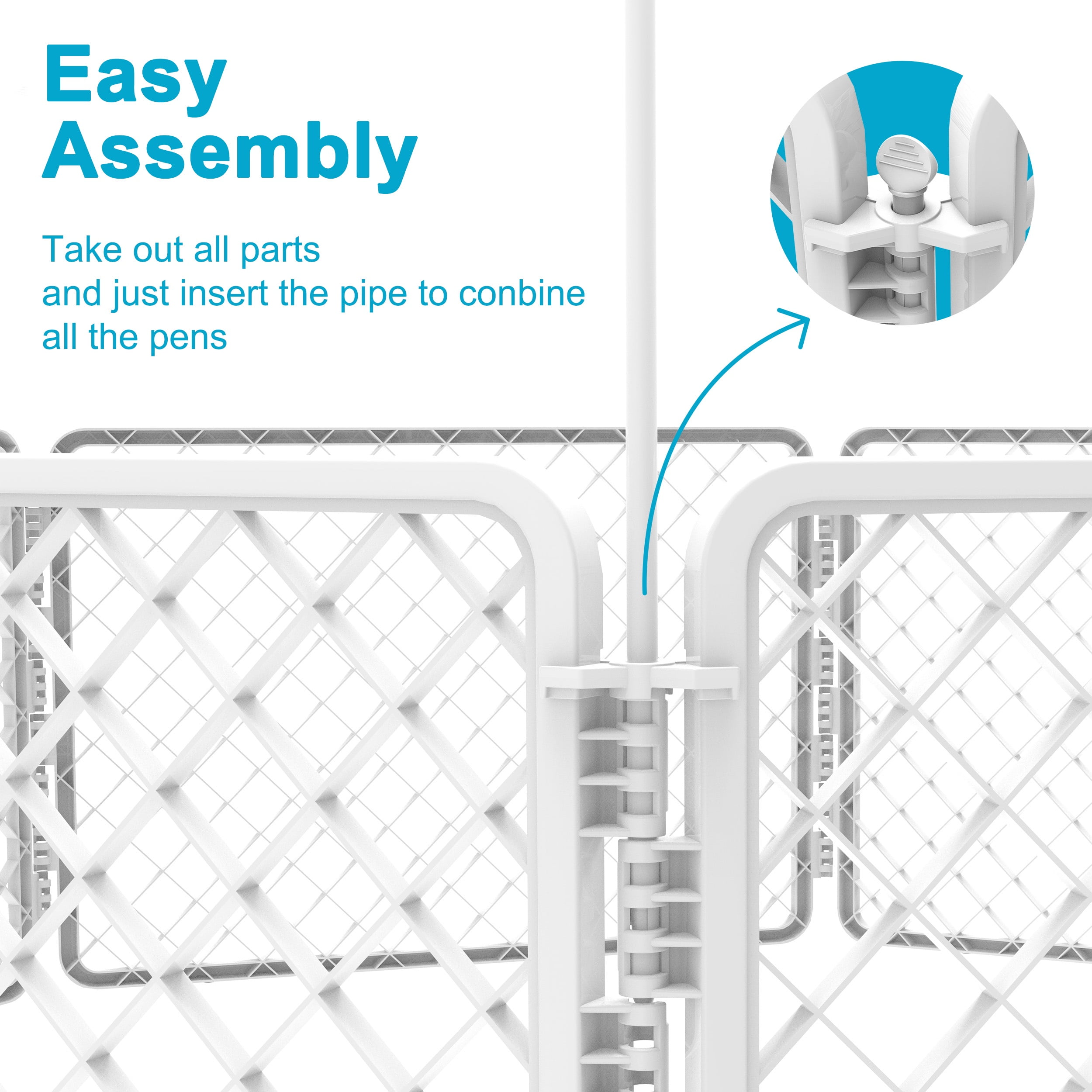Vibrant Life 8-Panel Plastic Playpen for Dogs, White, 24"