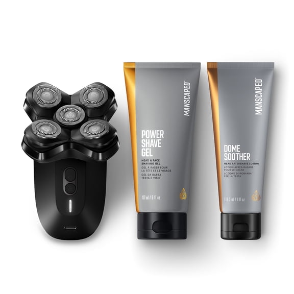MANSCAPED® The Dome Shaver™ PRO Package - Head Shaver for Bald Men, Head & Face Power Shave Gel, Dome Soother Aftershave Lotion