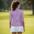 thumbnail image 5 of Uorisanigo Deep Purple Women's Golf Top with Zip Up Collar Casual Moisture Wicking Casual Tennis Activewear Versatile Stylish Comfortable 3/4 Sleeve Daily Wear for Workout Sports, 5 of 7
