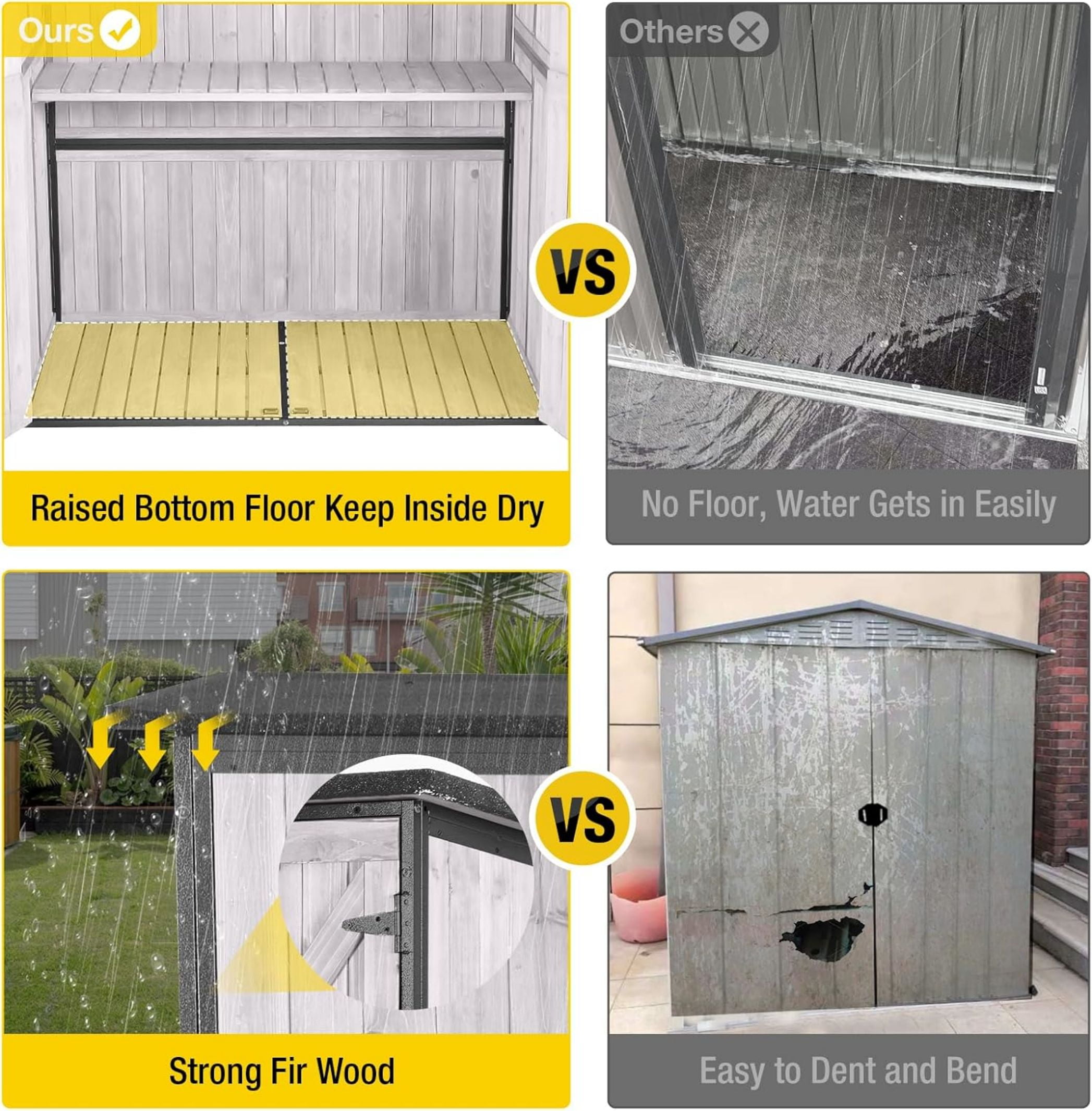 AIVITUVIN Outdoor Storage Shed Metal Frame Tool Garden Shed with Floor and Lockable Door for Patio Backyard Lawn