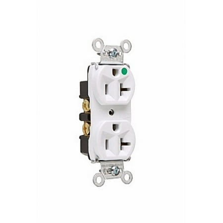 Duplex Receptacle Hospital Pass and Seymour 8300-HW White Heavy-Duty Hospital Grade Receptacle Duplex Outlet 20A 125V ()