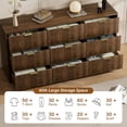 thumbnail image 6 of FURNIWAY 9 Drawer Dresser for Bedroom, 63" Wide Modern Fluted Dresser with Gold Metal Handles, Chest of Drawers for Bedroom, Living Room, Entryway, Hallway, Walnut, 6 of 8