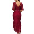 thumbnail image 7 of Umbreon Wedding Guest Dresses for Women Short Sleeve Cre W Neck Pencil Skirt Dress Solid Color Lace Wrapped Skirt Formal Evening Gowns Beach Dress, 7 of 7