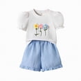 thumbnail image 3 of TOWED22 Toddler Baby Girl Summer Outfits 2 Piece Short Sleeve Tee Top + Elastic Shorts Super Soft Cotton Clothing Sets(White,4 Y), 3 of 9