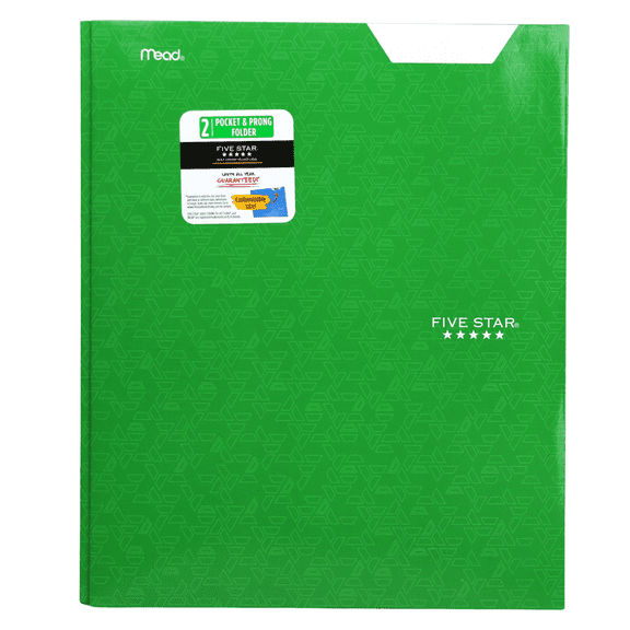 Five Star Pocket & Prong Paper Folder [Geometric Pattern]: 9 in. x 11 in. (Light Green) 1 folder