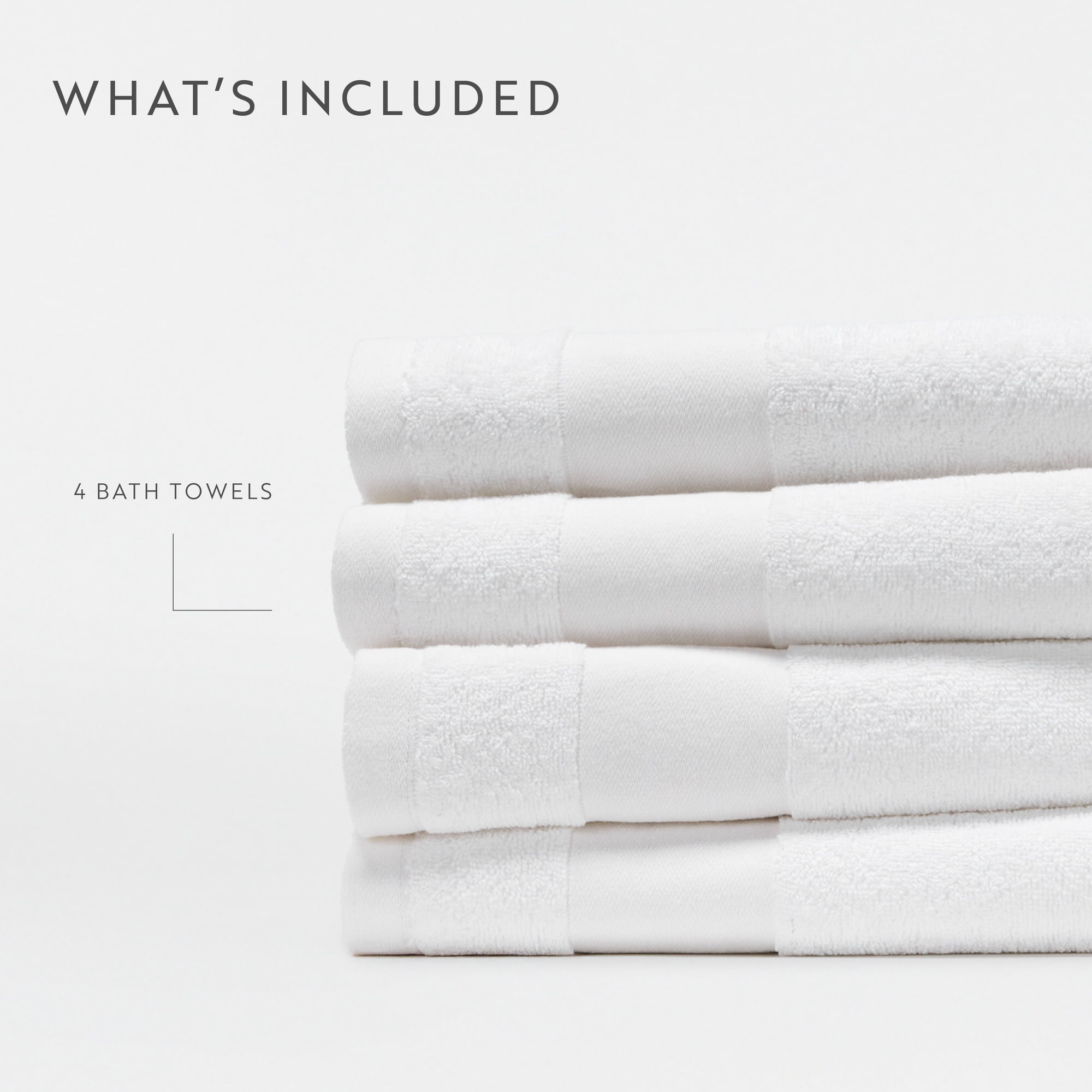 Luxury Hotel 4-Piece Bath Towel Set in White - Soft and Absorbent for Quick Drying by Comfort Canopy